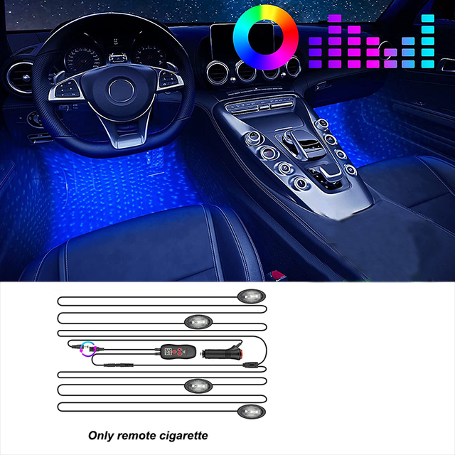 NLpearl RGB Galaxy LED Car Ambient Interior Light Usb Cigarette With App Remote Control Auto Foot Atmosphere Decorative Lamp
