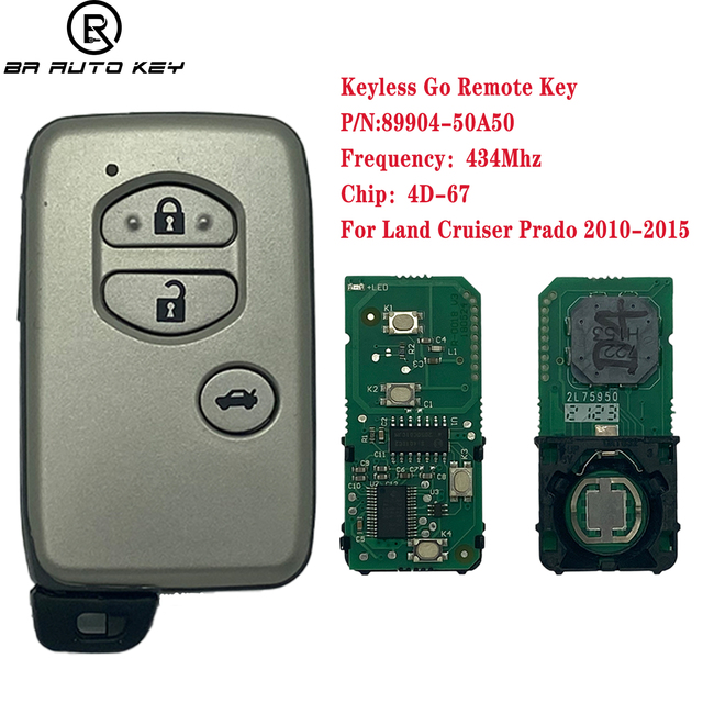 2/3 Button For Toyota Land Cruiser Prado 2010+ Keyless Go Smart Remote Key B74EA P1 98 4D-67 FCCID Chip 89904-60A50 F433