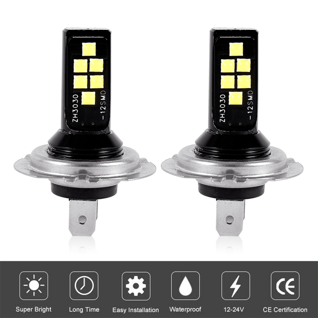 2pcs H7 LED Headlight Bulb H7 Led Fog Lamp High Power LED Car Headlight Bulbs Car Headlight Bulbs Auto Accessories