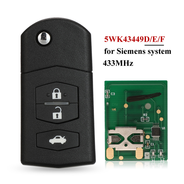 jingyuqin 3BTN Flip Car Remote Key Fob For Mazda 5WK43449D/5WK43449F£/5WK43449F 433MHz M2 Demio M3 Axela M5 Premacy M6 Atenza