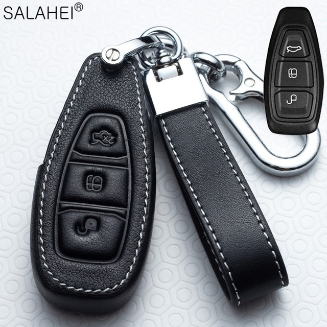 Leather Car Key Case Car Key Cover Ford Fiesta Focus 3 4 ST Mondeo Ecosport Kuga Ranger C-Max S-Max