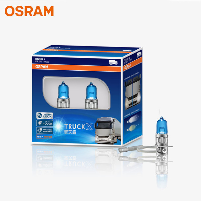 OSRAM H7 H4 H3 H1 24V Truck X Headlights High Power 100W/130W 4000K Brightening and Whitening Halogen Bulb (2pcs)