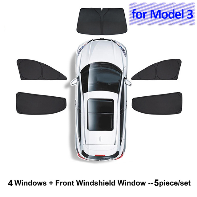 Sunshade For Tesla Model 3 2022 Car Accessories Side Window Sun Shade Privacy Louver Blinds Shade Net Rear Windshield