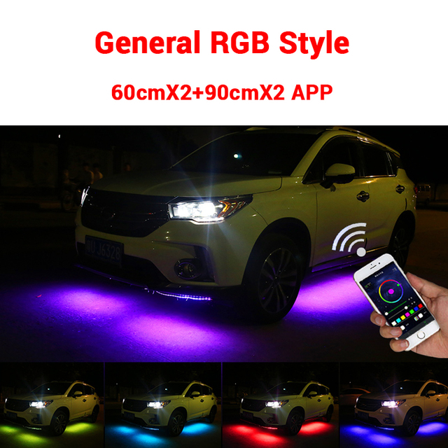 LED Car Underwater Lights Remote/APP Control Chassis Neon Lights RGB Flexible Strips Atmosphere Lamp Underwater System