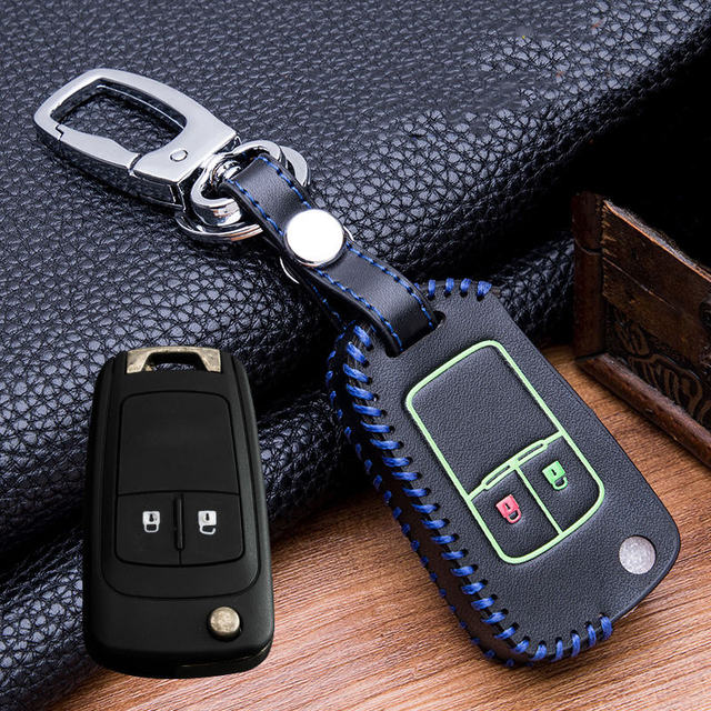 New Luminous Leather Car Key Case For Chevrolet Cruze Aveo Trax Opel Astra Corsa Meriva Zafira Antara J Mokka Badge For Buick