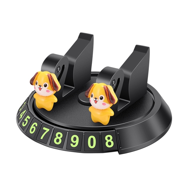 G99F 360 Degree Rotation Car Phone Holder Navigation With Hidden Parking Number Plate Cartoon Cute Doll Ornament Phone Bracket