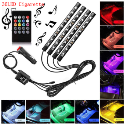 NLpearl Car LED Auto Interior Decorative Lights Car LED Foot Light 36/48 LED Atmosphere Lamp Ambient Lamp Remote Control