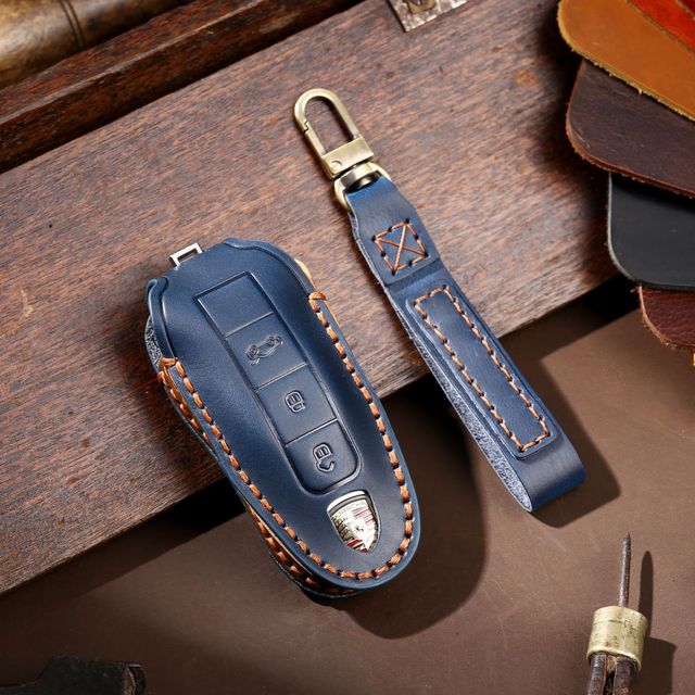 New Luxury Genuine Leather Car Key Cover Case For Porsche Macan 718 Cayenne Palmer Lamela 911 Keychain Holder Car Accessories