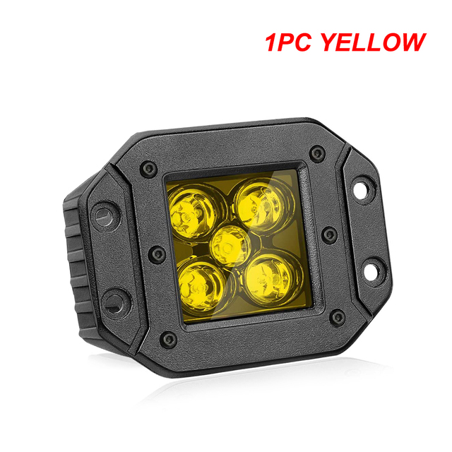 Luyoo 5 Inch White Yellow Flush Mount Led Pods Work Light Bar For Offroad Truck Atv 4x4 Boat Car Spot 3000k 6000K LED Fog Lights