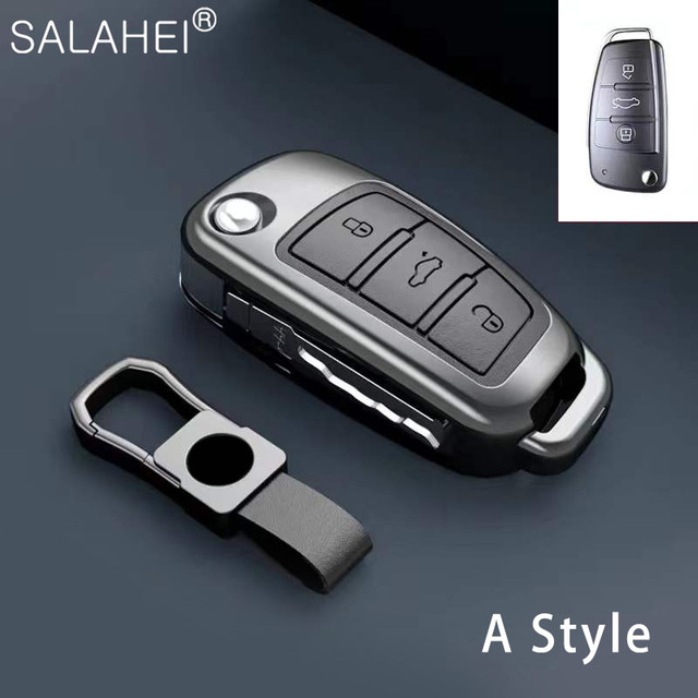 New Fashion Zinc Alloy and Leather Car Key Case Cover for Audi A3 A4 A5 C5 C6 8L 8P B6 B7 B8 C6 RS3 RS6 Q3 Q7 TT 8L 8V S6 S4 S3