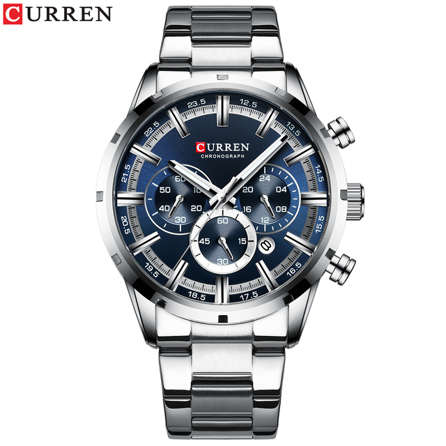 CURREN New Fashion Watches With Stainless Steel Luxury Brand Sport Chronograph Quartz Watch Men Relogio Masculino