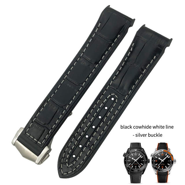 19mm 20mm 21mm 22mm Rubber Leather Watchband Fit For Omega Planet Ocean Seamaster Diver 300 Silicone Nylon Sports Watch Strap