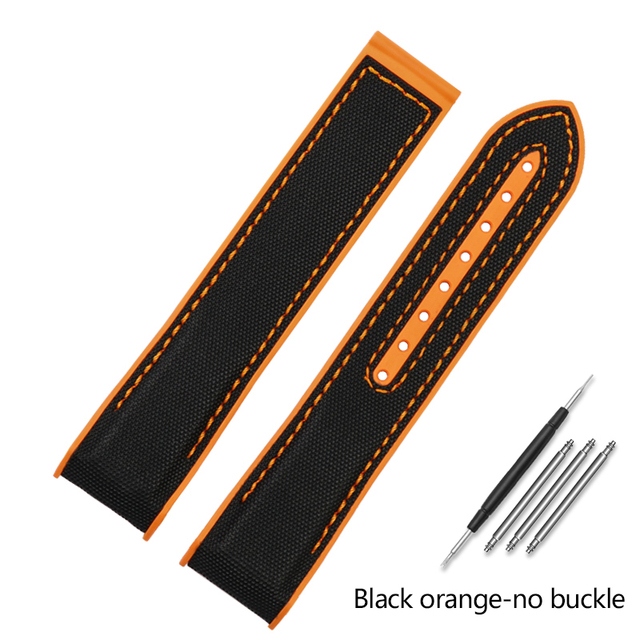 20mm 22mm Black Blue Orange Fabric Nylon Rubber Watch Band For Omega 300 Ocean Watchband Buckle Tools Silicone Strap