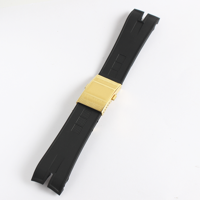 Silicone watch strap, natural rubber, black, 26.5 mm, for Roger Dubuis