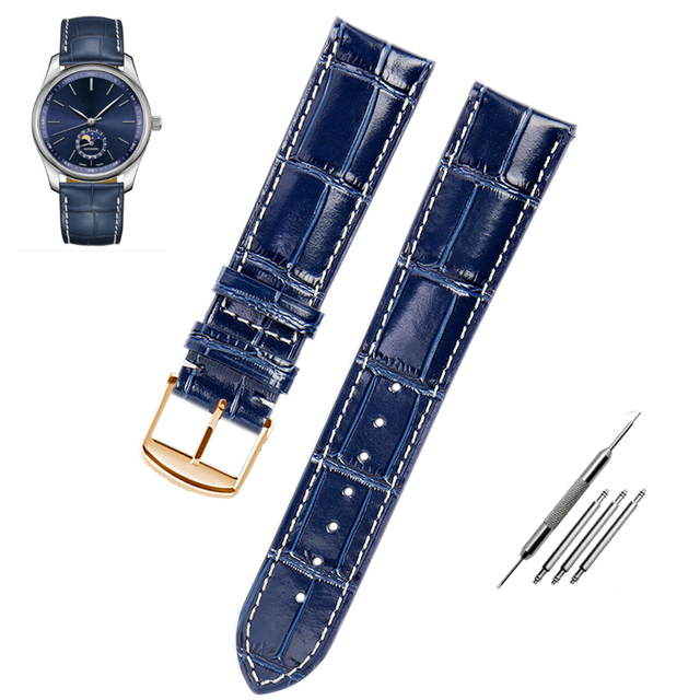 It is suitable for Longines belt, leather craftsman, moon blue crocodile pattern, exquisite Comcas male belt 19 20 21mm