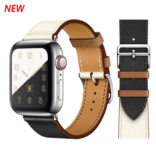 Genuine Leather Loop for Apple Watch Band 45mm 44mm Sports Strap Single Round Band for Apple Watch 42mm 41mm iWatch 7 4 5 6 se 3