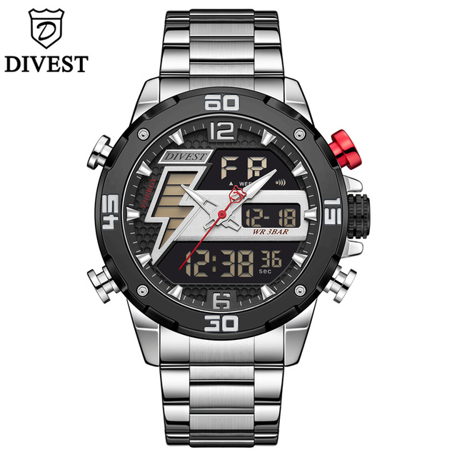 DIVEEST Authentic Gold Watch Men Luxury Brand Analog Quartz Casual Sports Watch Digital Military Chronograph Wrist Watches for Men