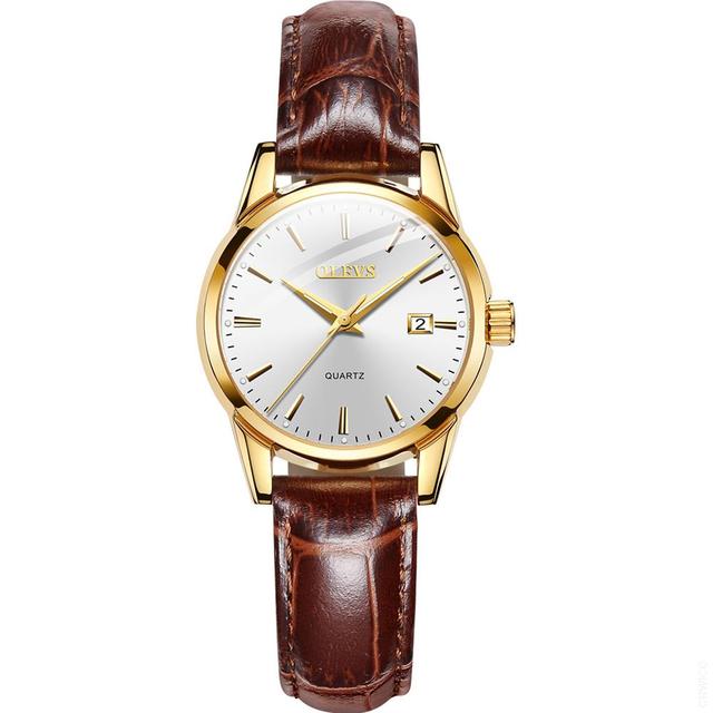 OLEVS-Women's Quartz Watches Casual Fashion Brown Leather Luminous Water Resistant Ladies Wrist Watch