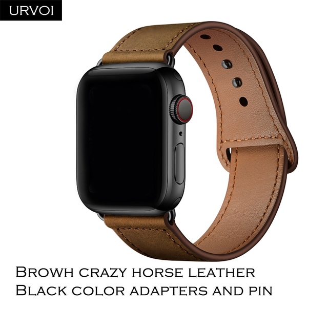 URVOI Band for Apple Watch Series 7 6 5 4 3 SE Sport Band Genuine Swift Leather Strap for iWatch Wrist Pin and Tuck Closure Handmade