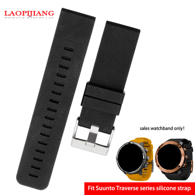 High quality waterproof rubber watchband fit suunto TRAVERSE Alpha series watch 24mm silicone straps with stainless steel clasp