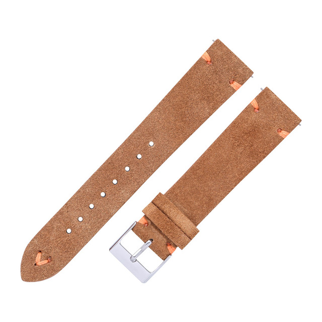 Suede Leather Watch Strap 18mm 20mm Hand-stitched Suede Watch Bands for Man Woman Beige Green Blue Quick Release Watch Bracelet