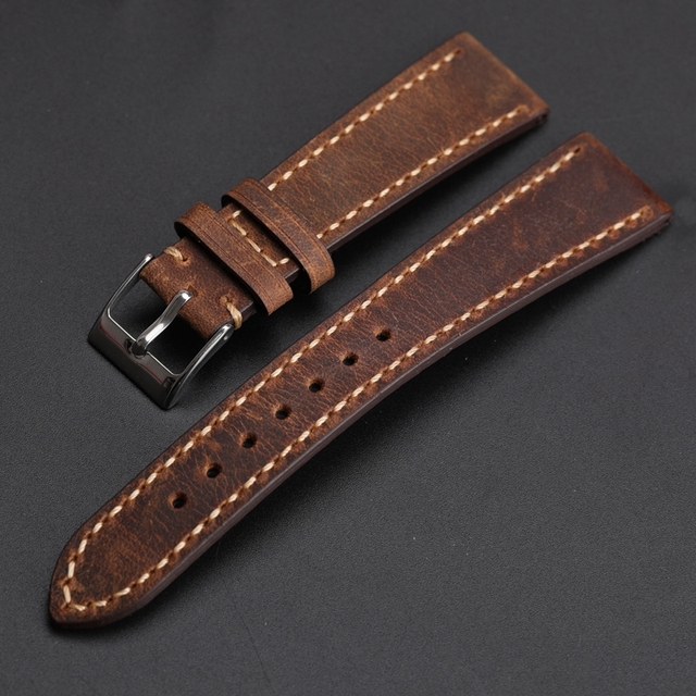Retro Soft Leather Watch Strap 18 19 20 21 22mm Brown Leather Handmade