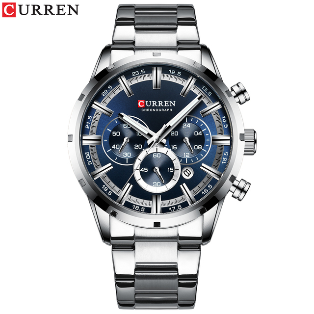 CURREN Men Watch Luxury Brand Sport Quartz Mens Watches Full Steel Waterproof Chronograph Wristwatch Men Relogio Masculino