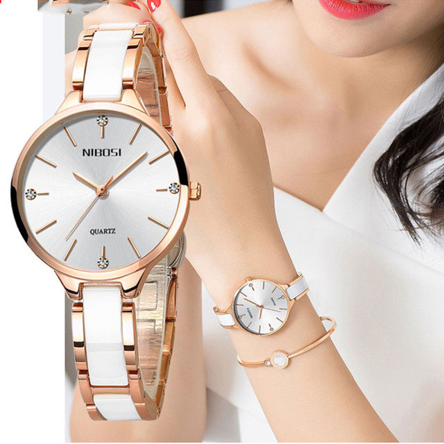 NIBOSI relógio feminino New Fashion Brand Women Watch Luxury Quartz Ladies Ceramic Watch Waterproof Watches for Women