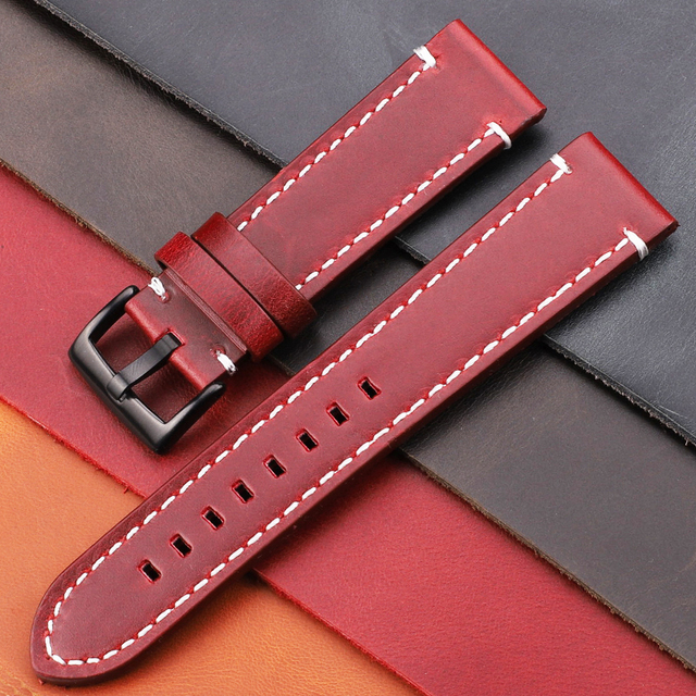 Vintage Genuine Leather Watchbands 7 Colors Strap 18mm 20mm 22mm 24mm Women Men Cowhide Watch Band Accessories Strap