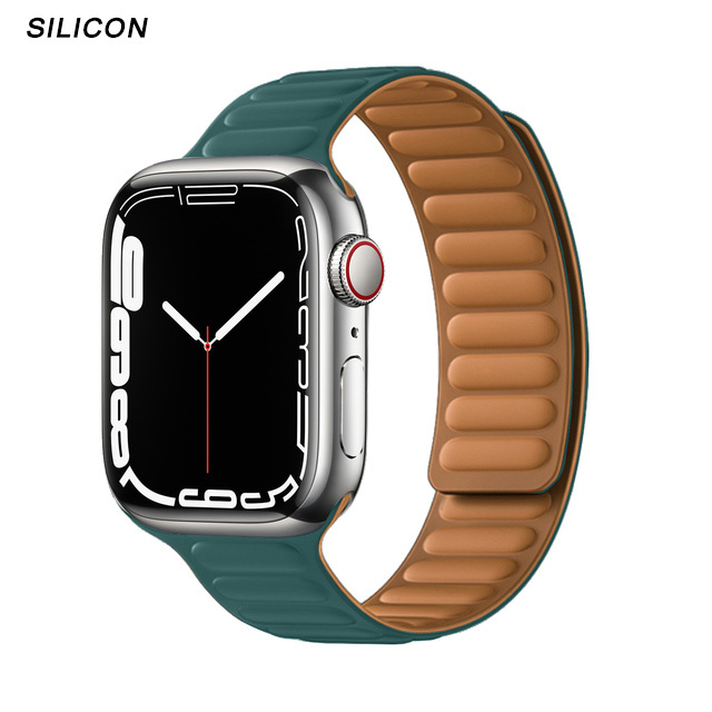 Silicone Suitable for Apple Watch Band Leather Link 44mm 45mm iWatch Series 7 6 SE 5 4 3 Watch Strap Bracelet 42mm 38mm Wristband