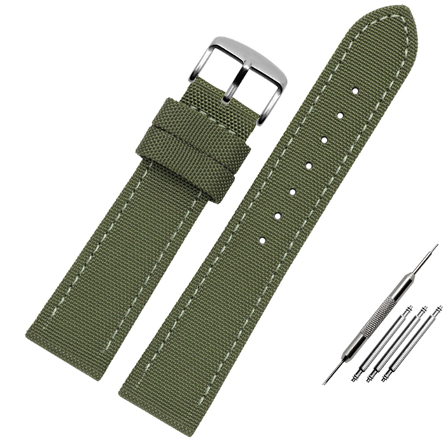 Canvas Leather Bottom Watch Band Replacement For Tissot For Seiko Nylon Strap For Timex Watch Accessories 18mm 20mm 21mm 23mm