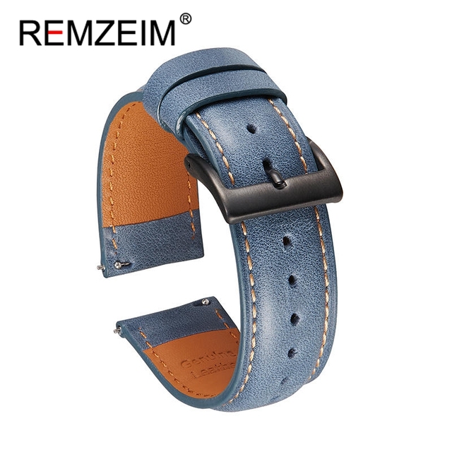 Calf leather watch strap 20mm 22mm quick release watchband for women men watch accessories solid buckle blue red green