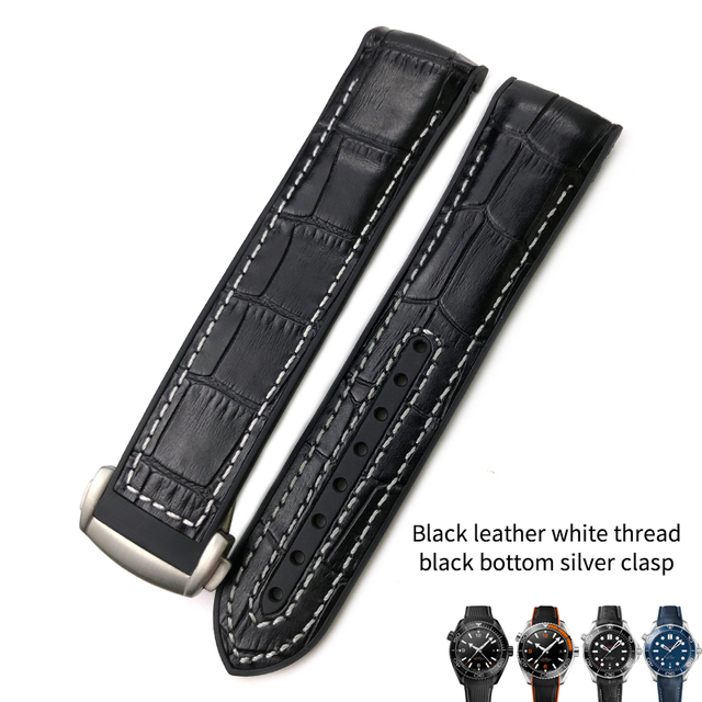 20mm 21mm 22mm Nylon Rubber Leather Watch Band Fit For Omega 300 Planet Ocean 600 Black Canvas Orange Silicone Strap