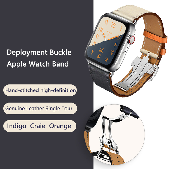 High Quality Genuine Leather Single Turn Buckle Strap for iwatch Apple Watch7 6 Se 5 4 3 2 1