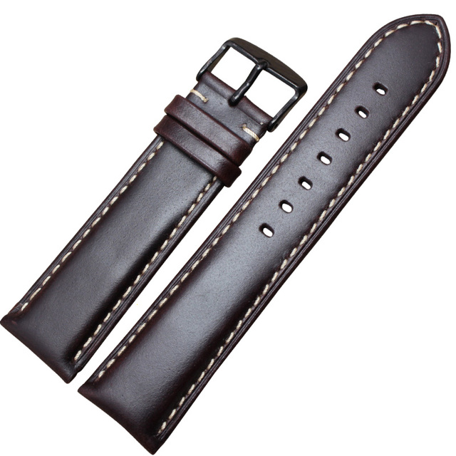 Handmade Genuine Leather Watchbands Men Women Bracelet 18 19 20 21 22 24mm Antique Watch Band Strap wiht Silver Polished Buckle