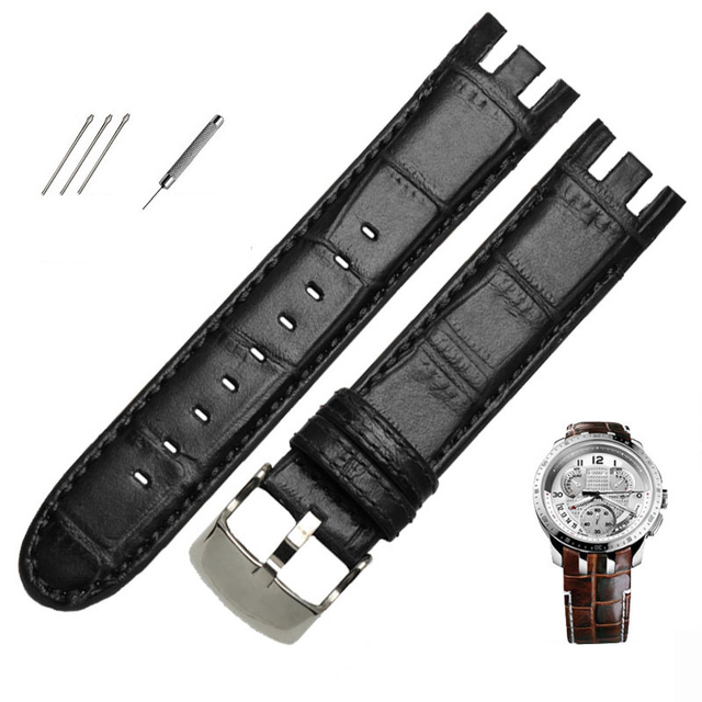 High Quality Genuine Leather Watch Strap For Swatch YRS403 412 402G Watch Band 21mm Watchband Men Curved End Watches Bracelet