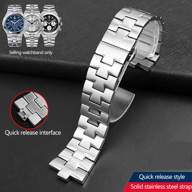 Stainless Steel Watches for VC 47040 47660/000G-9829 Chain Metal Strap 24*7mm Silver Bracelet Wristband Men's Watch Chain