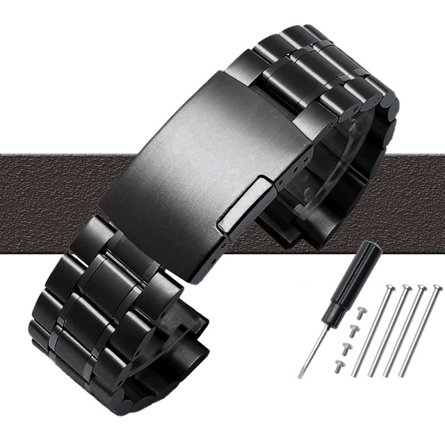 Men's Stainless Steel Watch Strap TIMEX T2N720 T2N721 TW2R55500 T2N721 Watch Strap 24*16mm Lug End Silver Black Bracelet Band