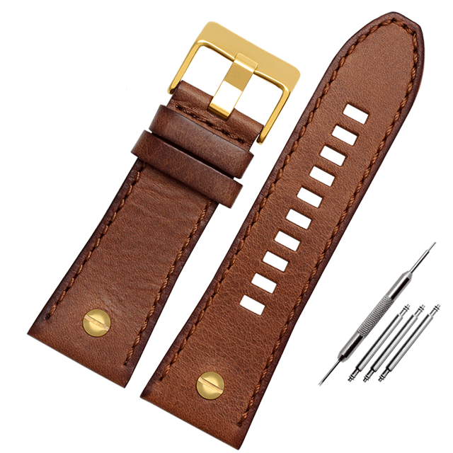 Genuine Leather Watchband for Diesel Watch Strap DZ4476/4482 DZ7408 7406 4318 Strap 22 24 26 28mm Big Size Men Wrist Watch Band