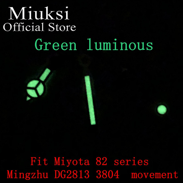 Miuksi Watch Silver Hands Green Blue Luminous Hands Fit NH35 NH36 ETA2824 2836 Miyota8205 8215 821A Mingzhu DG2813 3804 Movement