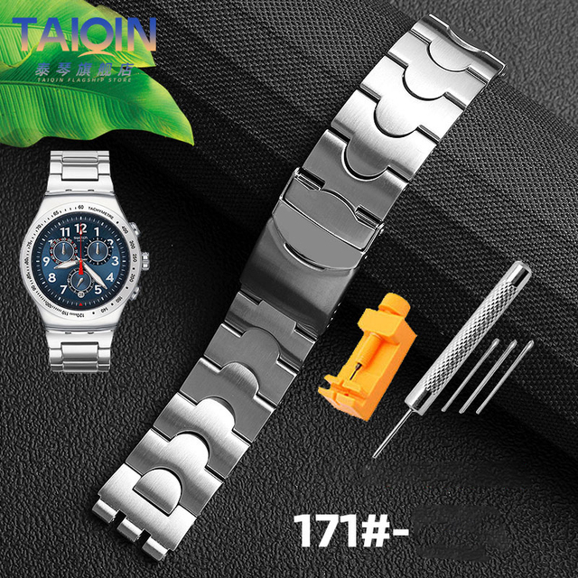 Fine Steel Watchband Double Convex Mouth For Swatch Watch YCS YAS YGS Iron Men And Women Steel Watch Strap 19mm Wristband