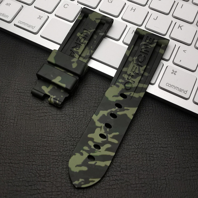 Top quality 22mm 24mm gray green red blue camo silicone rubber watchband for Panerai strap for PAM111/441 watch band