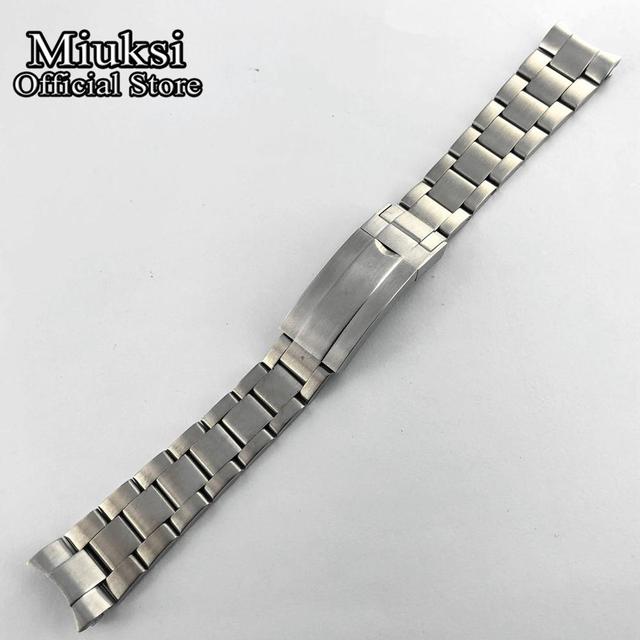 Miuksi 20mm 316L Solid Stainless Steel Watch Band Folding Buckle Mens Strap