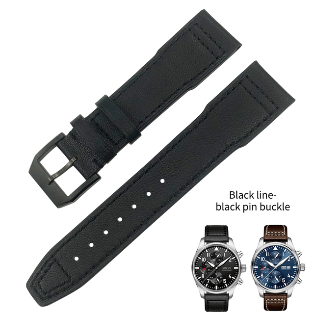 20mm 21mm 22mm High Quality Cowhide Genuine Leather Watchband Suitable for IWC Pilot Mark 18 Soft Brown Watch Strap Tang Clasp