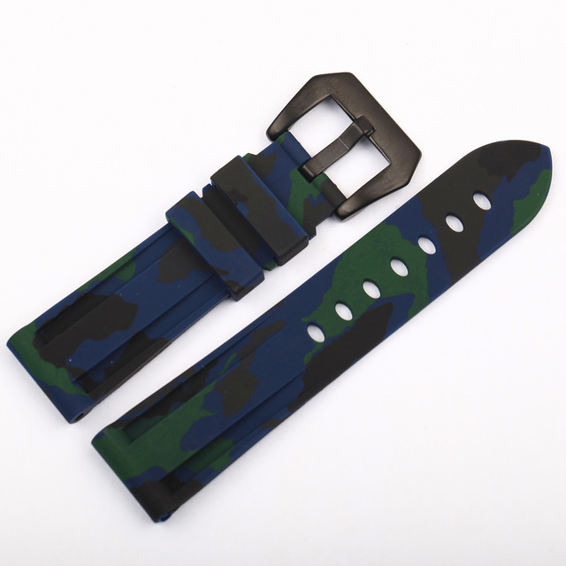 Universal 22mm 24mm 26mm Camouflage Colorful Rubber Watch Band for Men Watch Strap for Samsung Gear S3 Classic Panerai