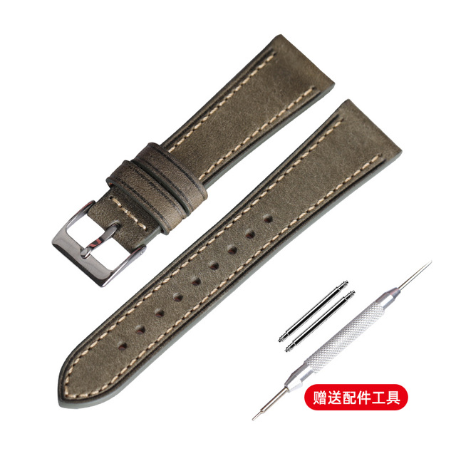 Suitable for antique watch straps, handmade Italian calf leather watchband 18mm 20mm 22mm, frosted retro style soft bracelet