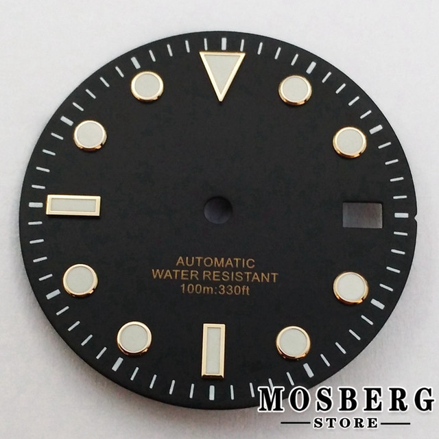 29mm sterile black green blue watch dial with date window for NH35 NH35A automatic movement accessories parts