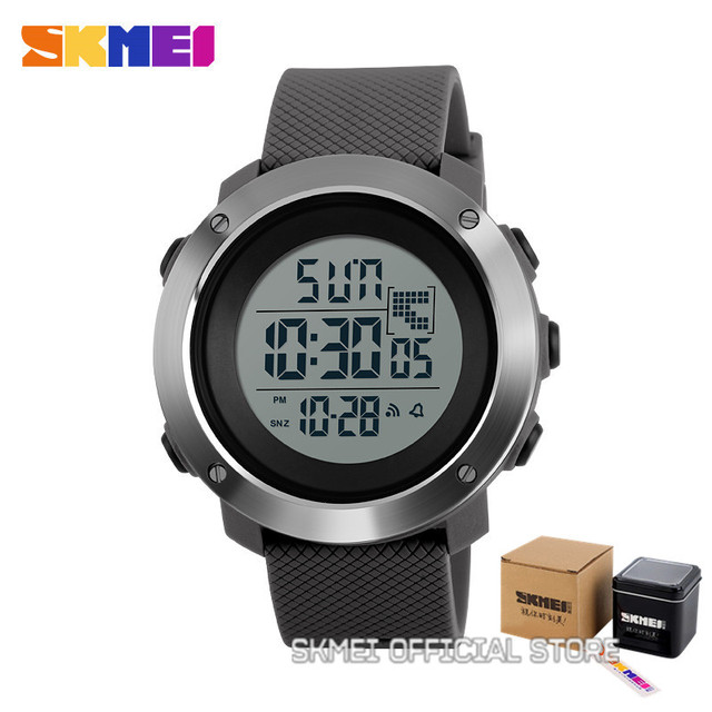 SKMEI - Simple Men's Digital Work Watch, PU Strap, Multifunctional LED Display, 5 Bar Water Resistant, 1267