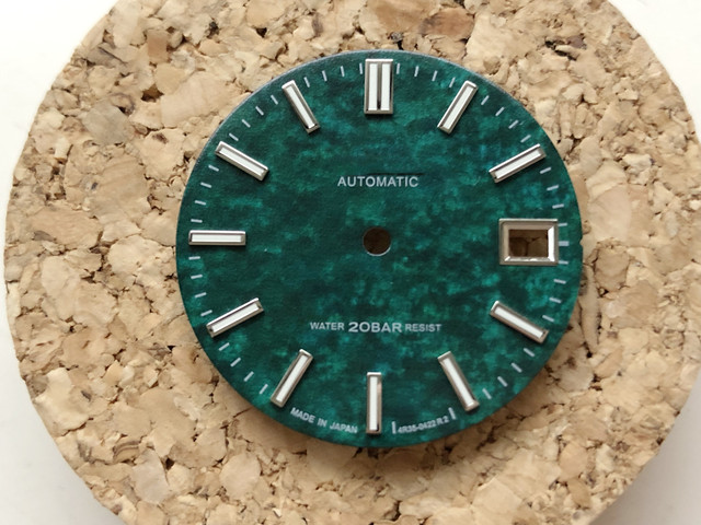 S-watch dial with s logo and GS logo snow mist surface fit nh35 movement and 4r36 skx007/skx009 blue lume