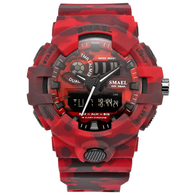 New Camouflage Military Watch Brand SMAEL Sports Watches LED Quartz Watch Men Sports Wristwatch 8001 Man Army Watch Waterproof